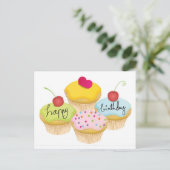 Carte Postale Cupcakes de Joyeux Anniversaire (Debout devant)