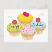 Carte Postale Cupcakes de Joyeux Anniversaire (Devant)