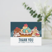 Carte Postale Cupcakes de style rétro, dessert sucré, merci (Debout devant)
