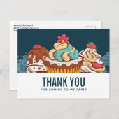Carte Postale Cupcakes de style rétro, dessert sucré, merci (Devant / Derrière)