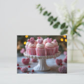 Carte Postale Cupcakes doux avec coeurs Saint Valentin (Debout devant)