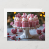 Carte Postale Cupcakes doux avec coeurs Saint Valentin (Devant / Derrière)