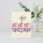 Carte Postale Cupcakes du 40e anniversaire (Debout devant)