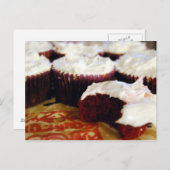 Carte Postale cupcakes en velours rouge (Devant / Derrière)