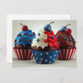 Carte Postale Cupcakes patriotiques (Devant / Derrière)