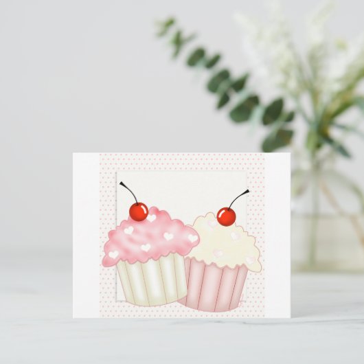 Carte Postale Cupcakes roses (Debout devant)