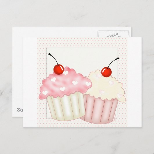 Carte Postale Cupcakes roses (Devant / Derrière)