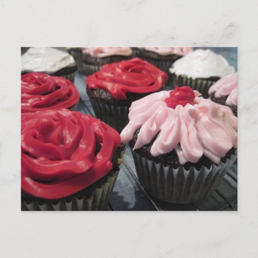 Carte Postale Cupcakes rouge et rose (Devant)