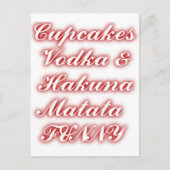 Carte Postale Cupcakes Rouge Vodka Hakuna Matata FUNNY. (Devant)