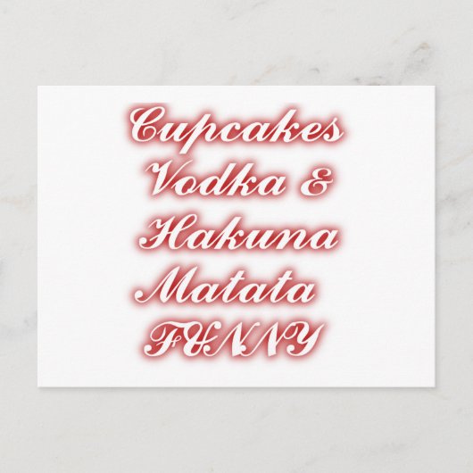 Carte Postale Cupcakes Rouge Vodka Hakuna Matata FUNNY. (Devant)