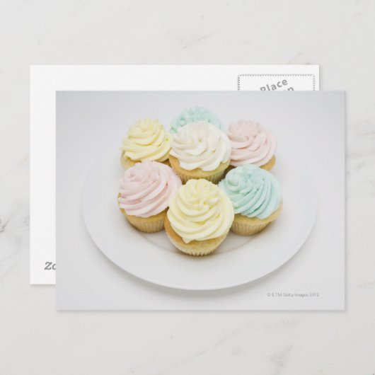 Carte Postale Cupcakes sur plaque blanche (Devant / Derrière)