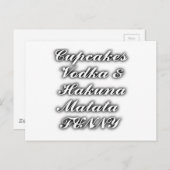 Carte Postale Cupcakes Vodka Hakuna Matata FUNNY (Devant / Derrière)