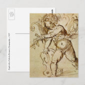 Carte Postale Cupid avec un violon par Domenico Campagnola (Devant / Derrière)