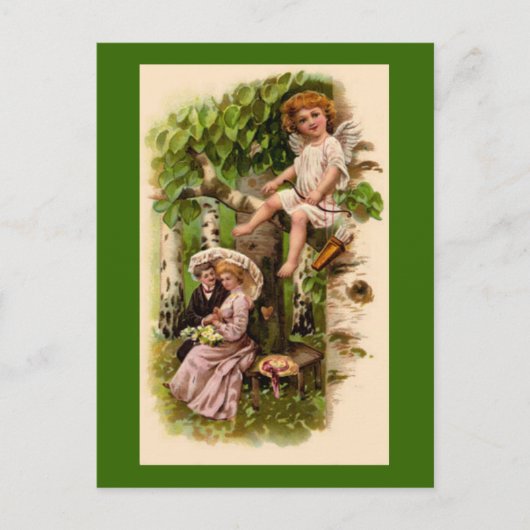 Carte postale Cupid & Couple Vintage Valentine (Devant)