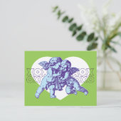 Carte Postale Cupid Valentine, bleu violet vert (Debout devant)