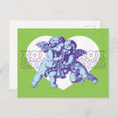Carte Postale Cupid Valentine, bleu violet vert (Devant / Derrière)