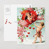 Carte Postale Cupide et une douche de coeur (Devant / Derrière)