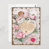 Carte Postale Cupide Rose Rose Dove Flèche coeur (Devant / Derrière)