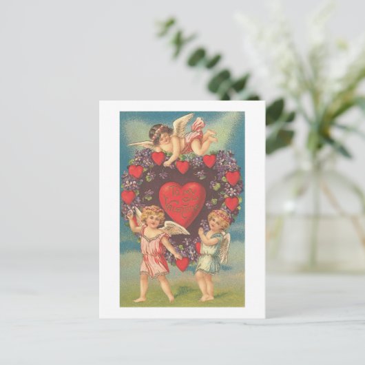 Carte Postale Cupides avec Coeurs (4) (Debout devant)
