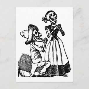 Carte Postale Cupidon Calavera, Skeleton Lovers c. Années 1900