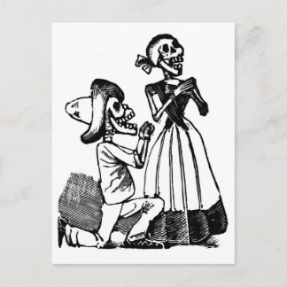 Carte Postale Cupidon Calavera, Skeleton Lovers c. Années 1900