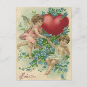 Carte Postale Cupidon Chérubin Cœur Flèche Myosotis