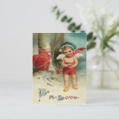Carte Postale Cupidon cœur attaché à l'arbre (Debout devant)