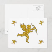 Carte Postale Cupidon Or (Devant / Derrière)