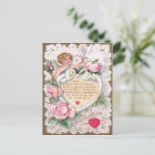 Carte Postale Cupidon Roses Rose Colombe Cœur Flèche (Debout devant)