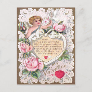Carte Postale Cupidon Roses Rose Colombe Cœur Flèche