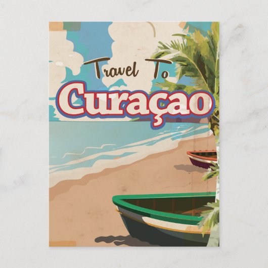 Carte Postale Curaçao vintage affiche de voyage. (Devant)