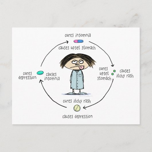 Carte Postale Cures et causes médicinales Drôle Cartoon (Devant)