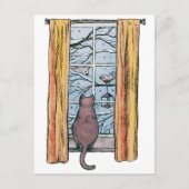 Carte Postale Curieux Chat Vibes Chill Hiver Anniversaire (Devant)