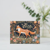 Carte Postale Curieux Fox Faux Broderie Élégant Floral (Debout devant)