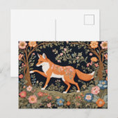 Carte Postale Curieux Fox Faux Broderie Élégant Floral (Devant / Derrière)