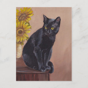 Carte postale "Curieux Kitten" Black Cat Art