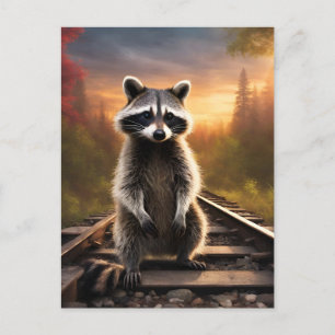 Carte Postale Curieux Raccoon