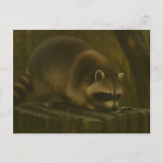 Carte Postale Curieux Raccoon - Forêt réaliste Faune (Devant)