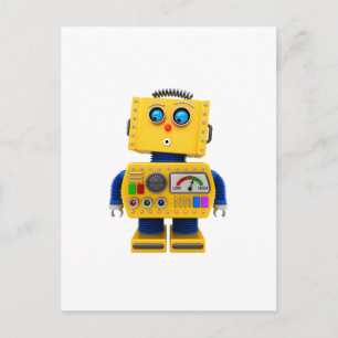Carte Postale Curieux robot jouet regardant vers le bas