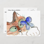 Carte Postale Curiosité luttant est Volant Kitten passé (Devant / Derrière)