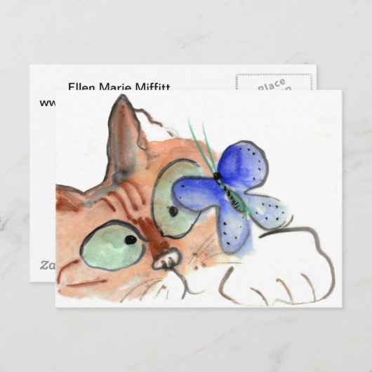 Carte Postale Curiosité luttant est Volant Kitten passé (Devant / Derrière)