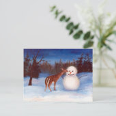 Carte postale Curiosity Deer et Snowman (Debout devant)