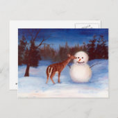 Carte postale Curiosity Deer et Snowman (Devant / Derrière)