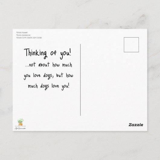 Carte Postale Curious Boy and His Whimsical Animals (Dos)