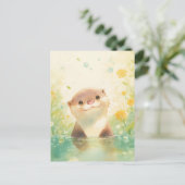 Carte Postale Curious Otter in Sunny Spring Meadow (Debout devant)