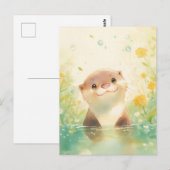 Carte Postale Curious Otter in Sunny Spring Meadow (Devant / Derrière)