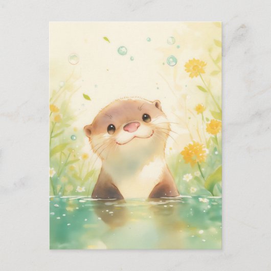 Carte Postale Curious Otter in Sunny Spring Meadow (Devant)