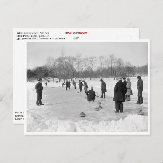 Carte Postale Curling à Central Park, New York (Devant / Derrière)