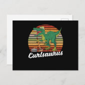 Carte Postale Curling Saurus Dinosaure Lisseur Tréx Hiver (Devant / Derrière)