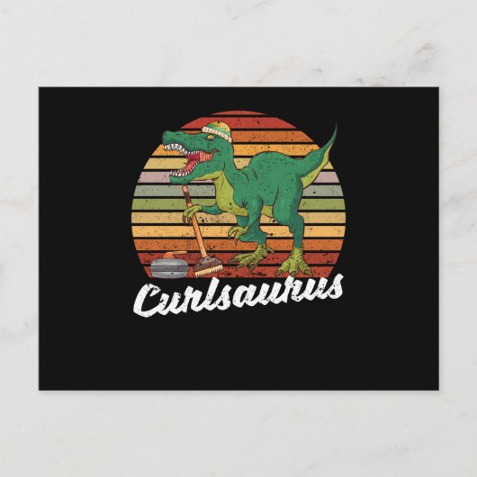 Carte Postale Curling Saurus Dinosaure Lisseur Tréx Hiver (Devant)